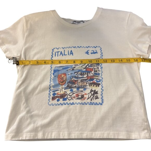 Italia Stamp Graphic White Crop T-Shirt By Princess Polly Size 8 - Picture 6 of 8